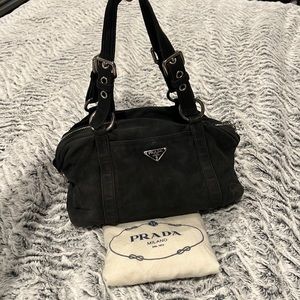 Prada AUTHENTIC black suede shoulder bag.